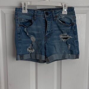 Distressed Blue Denim Shorts